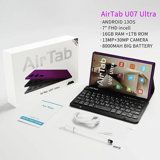 Air Tab U07 Ultra Tablet 5G – 7" FHD, 16GB+1TB, Gold, w/ Keyboard